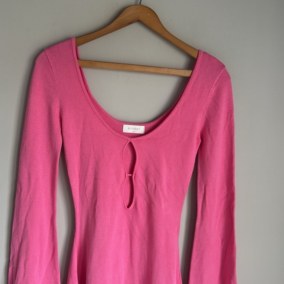 NEW Meshki Birdie Long Sleeve Knit Mini Dress in Bubblegum XXS - Picture 3 of 14